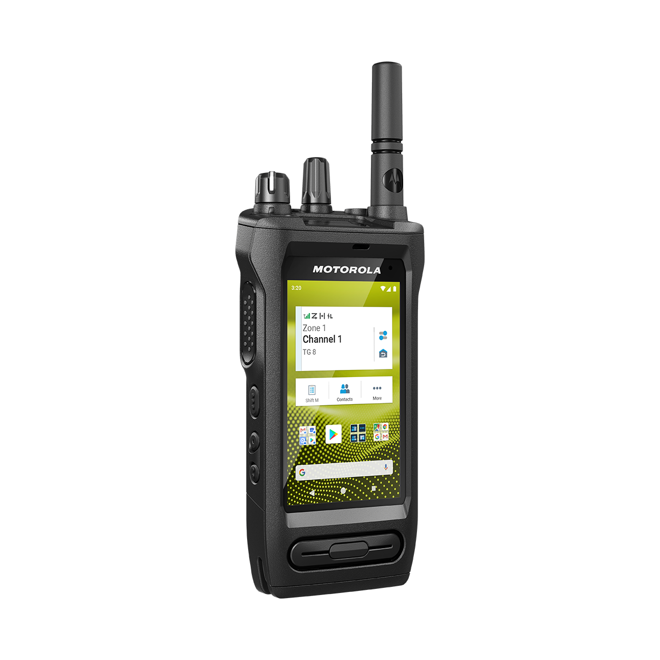 Collection of Motorola two-way radio on a white background in a gallery layout