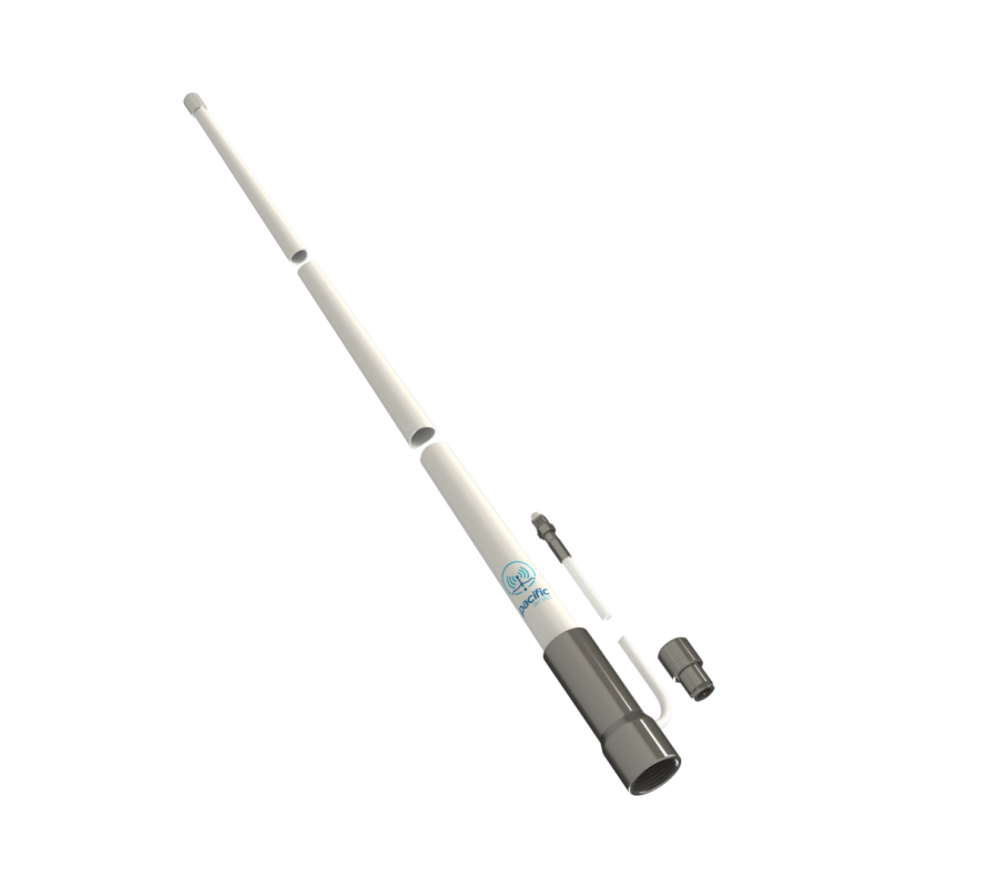 Collection of A white telescopic pole with a dark gray metal cap and several small accessories in a gallery layout