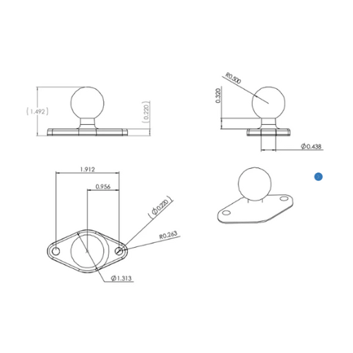 Collection of ram diamond plat 1" ram-b-238u dimensions in a gallery layout