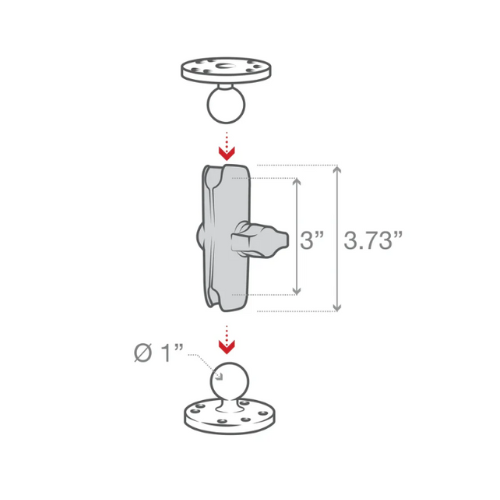 Collection of ram double socket arm dimensions in a gallery layout