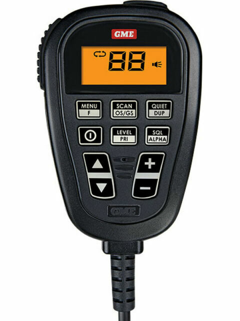 Collection of GME MC634B LCD controller microphone with SoundPath speaker, black, front and rear view in a gallery layout